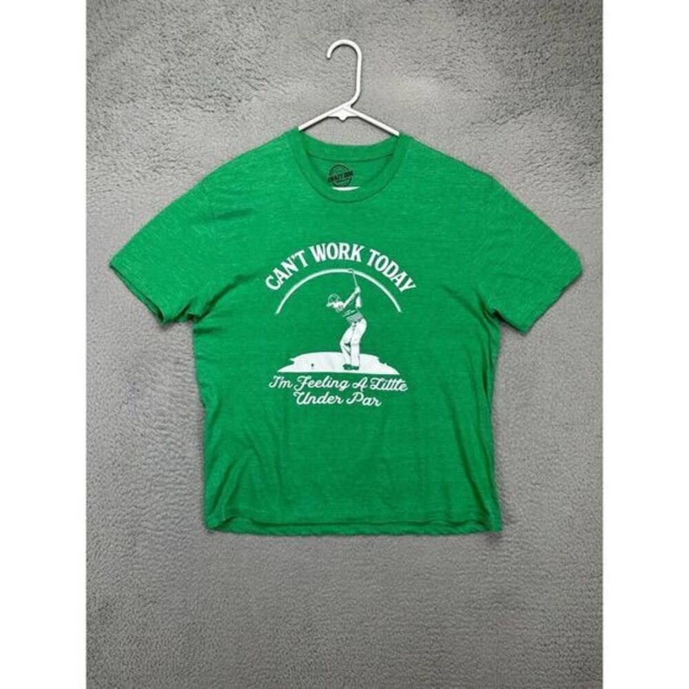 Crazy Dog Shirt Adult Medium Green Graphic Golfer Print T-Shirt Short Sleeve Men - Picture 2 of 8